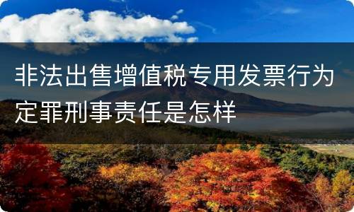 非法出售增值税专用发票行为定罪刑事责任是怎样