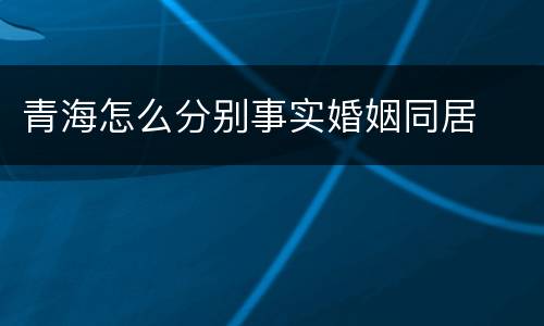 青海怎么分别事实婚姻同居