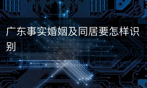 广东事实婚姻及同居要怎样识别