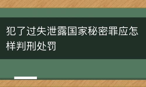 犯了过失泄露国家秘密罪应怎样判刑处罚