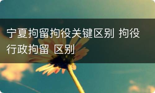 宁夏拘留拘役关键区别 拘役 行政拘留 区别