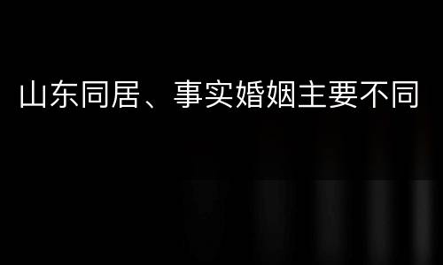 山东同居、事实婚姻主要不同
