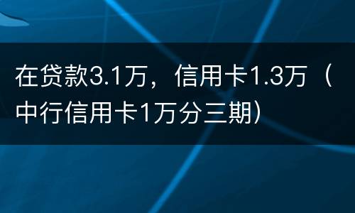 在贷款3.1万，信用卡1.3万（中行信用卡1万分三期）