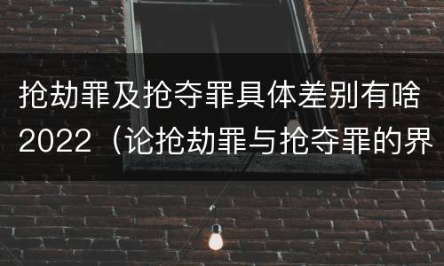 抢劫罪及抢夺罪具体差别有啥2022（论抢劫罪与抢夺罪的界限）