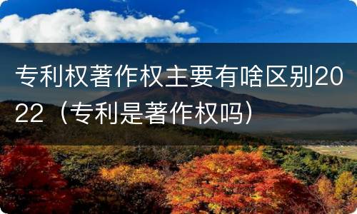 专利权著作权主要有啥区别2022（专利是著作权吗）