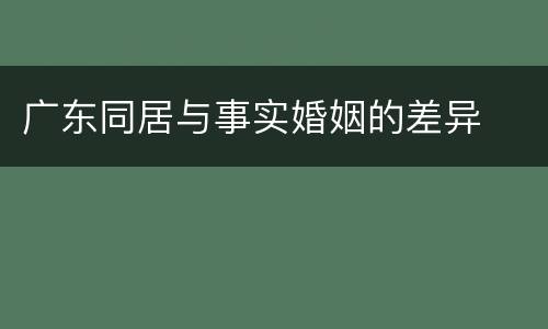广东同居与事实婚姻的差异
