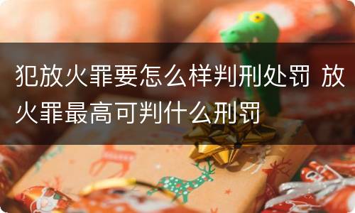 犯放火罪要怎么样判刑处罚 放火罪最高可判什么刑罚