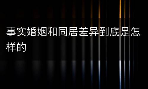 事实婚姻和同居差异到底是怎样的