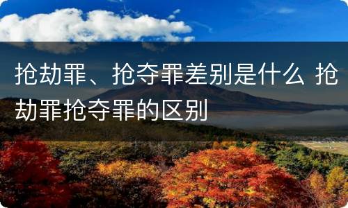 抢劫罪、抢夺罪差别是什么 抢劫罪抢夺罪的区别