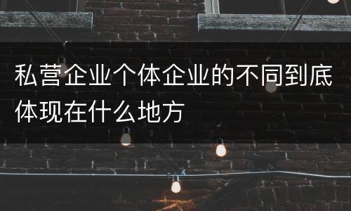私营企业个体企业的不同到底体现在什么地方