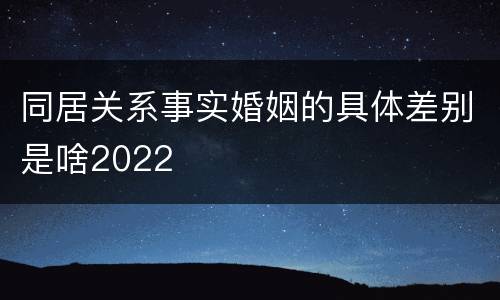 同居关系事实婚姻的具体差别是啥2022