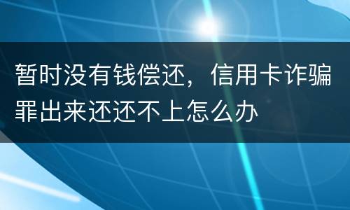 暂时没有钱偿还，信用卡诈骗罪出来还还不上怎么办