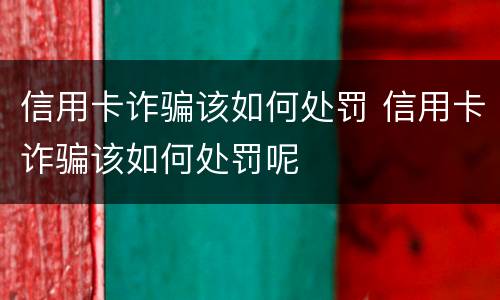 信用卡诈骗该如何处罚 信用卡诈骗该如何处罚呢