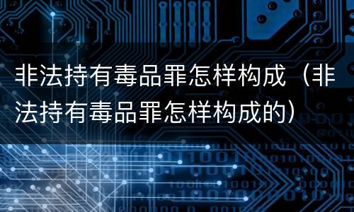非法持有毒品罪怎样构成（非法持有毒品罪怎样构成的）
