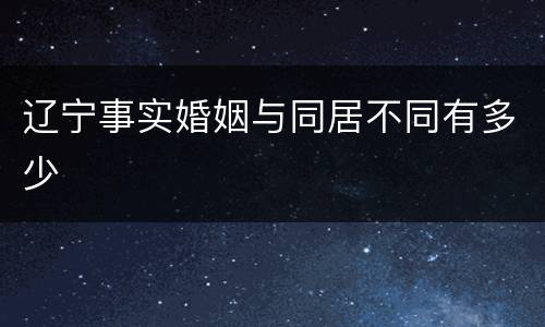 辽宁事实婚姻与同居不同有多少