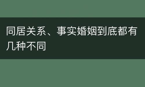 同居关系、事实婚姻到底都有几种不同