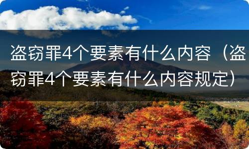 盗窃罪4个要素有什么内容（盗窃罪4个要素有什么内容规定）
