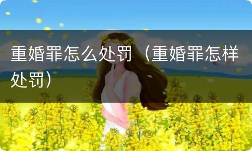 重婚罪怎么处罚（重婚罪怎样处罚）