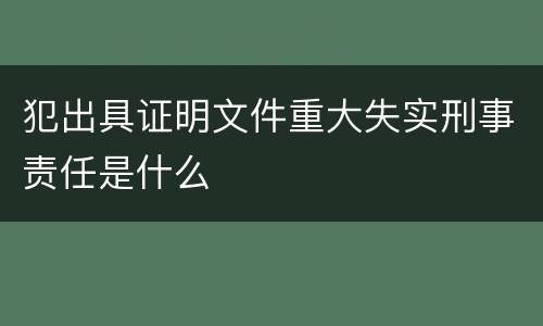 犯出具证明文件重大失实刑事责任是什么
