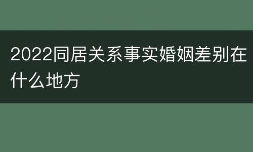 2022同居关系事实婚姻差别在什么地方