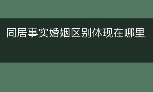 同居事实婚姻区别体现在哪里
