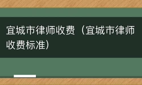 宜城市律师收费（宜城市律师收费标准）