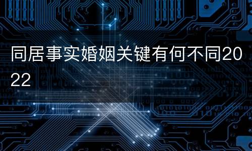 同居事实婚姻关键有何不同2022