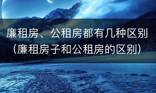 廉租房、公租房都有几种区别（廉租房子和公租房的区别）