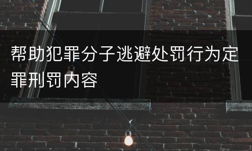 帮助犯罪分子逃避处罚行为定罪刑罚内容