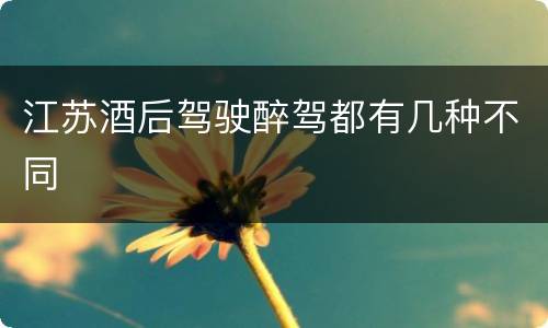 江苏酒后驾驶醉驾都有几种不同