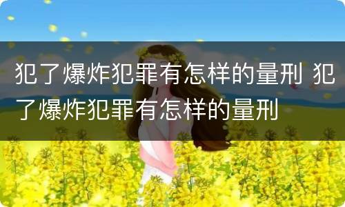 犯了爆炸犯罪有怎样的量刑 犯了爆炸犯罪有怎样的量刑