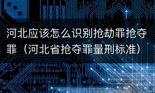 河北应该怎么识别抢劫罪抢夺罪（河北省抢夺罪量刑标准）
