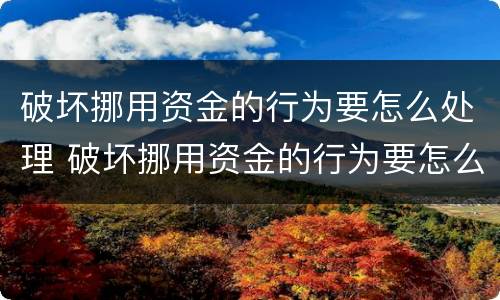 破坏挪用资金的行为要怎么处理 破坏挪用资金的行为要怎么处理好