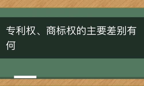 专利权、商标权的主要差别有何