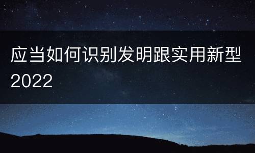 应当如何识别发明跟实用新型2022