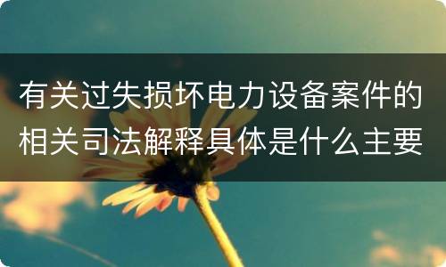 有关过失损坏电力设备案件的相关司法解释具体是什么主要规定