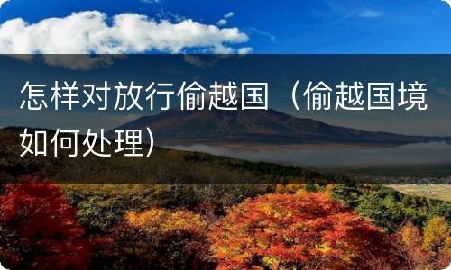 怎样对放行偷越国（偷越国境如何处理）