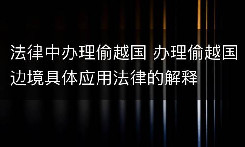 法律中办理偷越国 办理偷越国边境具体应用法律的解释
