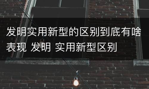 发明实用新型的区别到底有啥表现 发明 实用新型区别
