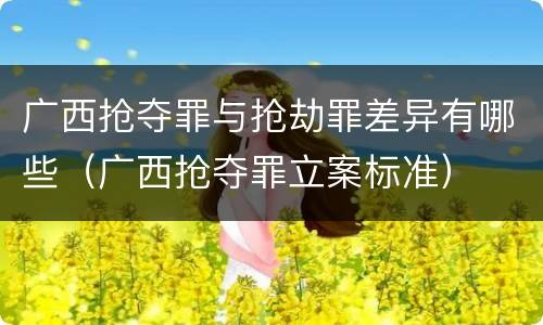 广西抢夺罪与抢劫罪差异有哪些（广西抢夺罪立案标准）