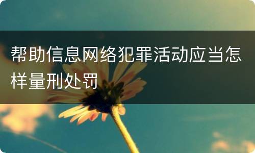 帮助信息网络犯罪活动应当怎样量刑处罚