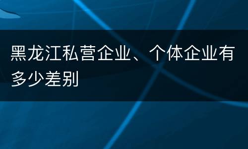 黑龙江私营企业、个体企业有多少差别