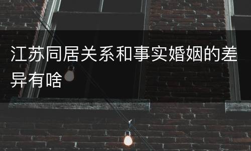 江苏同居关系和事实婚姻的差异有啥