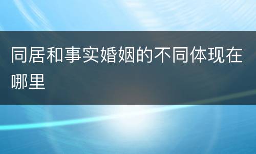 同居和事实婚姻的不同体现在哪里