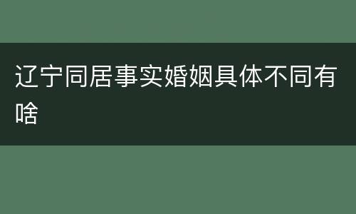 辽宁同居事实婚姻具体不同有啥