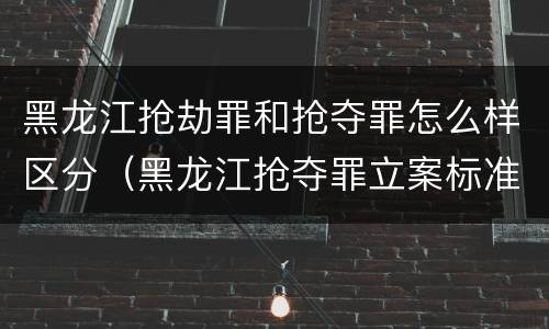 黑龙江抢劫罪和抢夺罪怎么样区分（黑龙江抢夺罪立案标准）