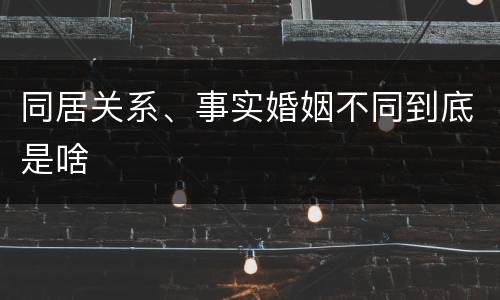 同居关系、事实婚姻不同到底是啥