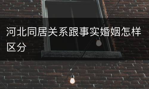 河北同居关系跟事实婚姻怎样区分