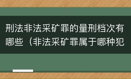 刑法非法采矿罪的量刑档次有哪些（非法采矿罪属于哪种犯罪类型）