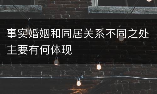 事实婚姻和同居关系不同之处主要有何体现